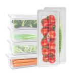 MILTON-Cryo Fridge Storage Boxes Set of 6 Fridge Organizer Container with Waterproof Vinyl Stickers & Removable Drain Plate, Lid, Stackable Box, Plastic Containers 1500 ml, Transparent