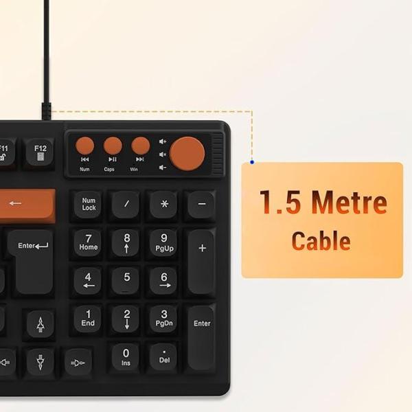 New Gen Full Size Wired Office Keyboard | 98 Keys Compact Layout with 4 Multimedia Keys