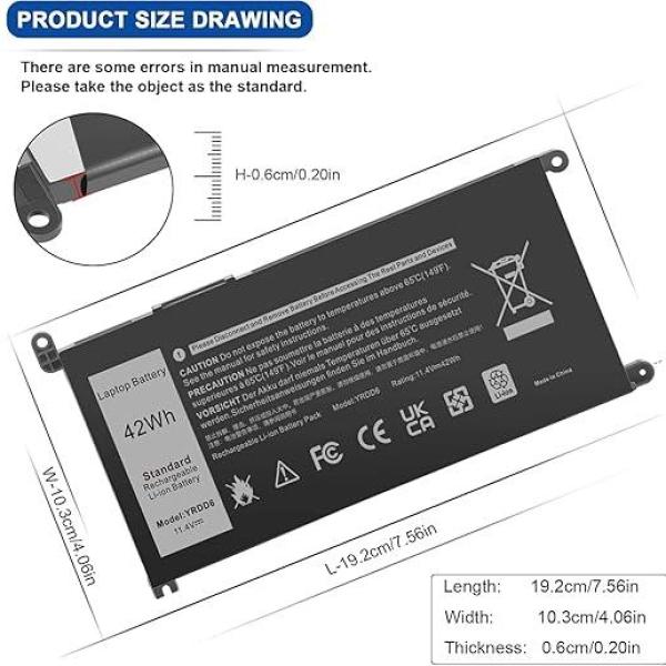 42Wh YRDD6 Battery for Dell inspiron 15 3000 Series 3583 3593 3582 3584 3501,