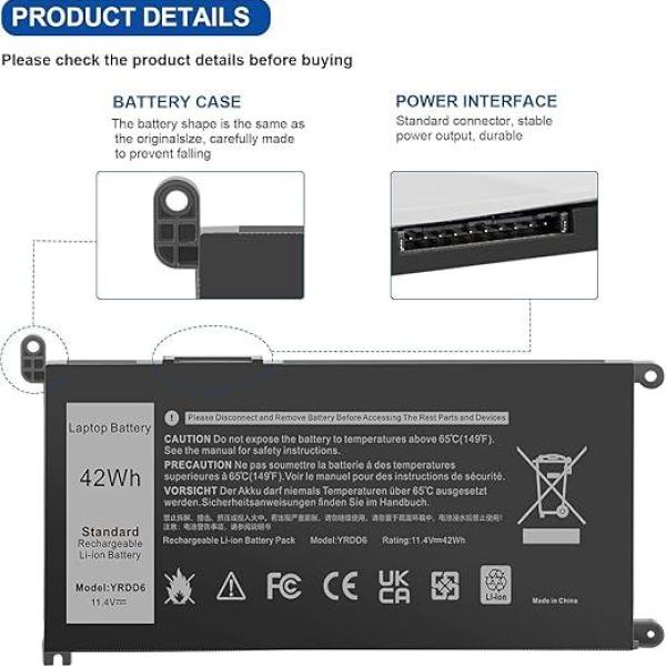 42Wh YRDD6 Battery for Dell inspiron 15 3000 Series 3583 3593 3582 3584 3501,