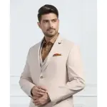 BLACKBERRYS-Three Piece Beige Solid Formal Suit - Randle