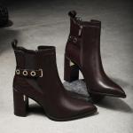 BATA-NINE WEST BROWN MID-CUT BOOTS FOR WOMEN