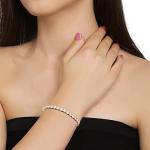 Stylish Rose Gold Plated Cubic Zirconia American Diamond Adjustable Bracelet For Women