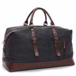 Fur Jaden-40L Canvas Weekender Travel Duffle Cabin Bag with Detachable Shoulder Strap (Black)