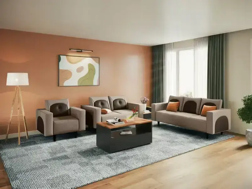 Godrej-Pangram 6 Seater Fabric Sofa Set (3+2+1)