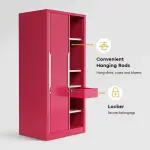 Godrej-Slide N Store Compact 2-Door Steel Wardrobe (Textured Blush Red)