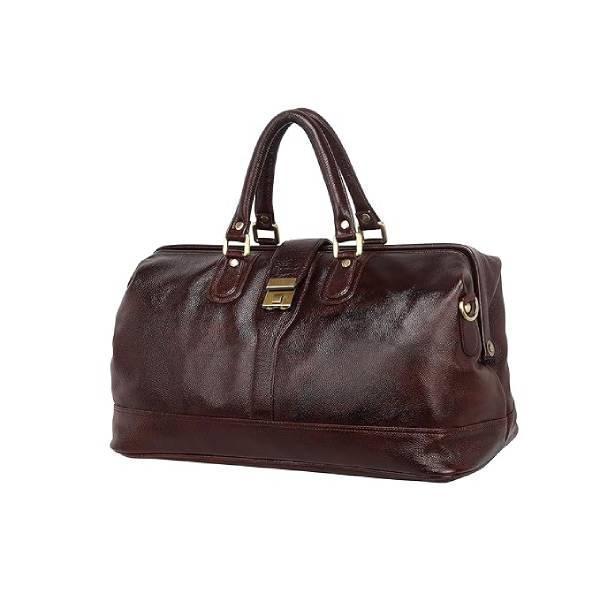 HYATT-Leather Accessories Unisex 20 Inch Leather Travel Duffle Luggage Bag (Brown)