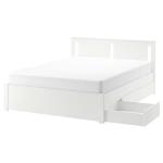 IKEA-Bed frame with 2 storage boxes, white