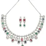 Karatcart Silver Toned American Diamond Studded Jewellery Set for Women