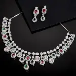 Karatcart Silver Toned American Diamond Studded Jewellery Set for Women