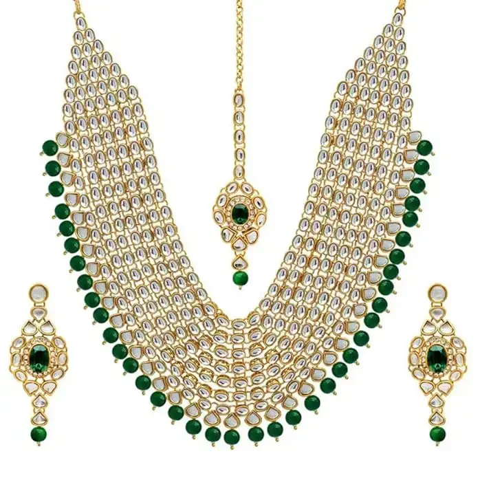 Shining Diva Fashion Latest Stylish Kundan Pearl Traditional Necklace Jewellery Set for Women