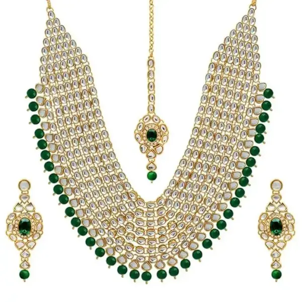 Shining Diva Fashion Latest Stylish Kundan Pearl Traditional Necklace Jewellery Set for Women