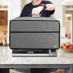 Luxja-Dust Cover for Microwave Oven (Fits for Most 0.7 Cu.Ft Microwaves), Microwave Oven Cloth Cover with Front Pocket, Gray