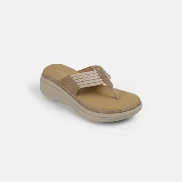 Mochi-Women Beige Casual Slippers