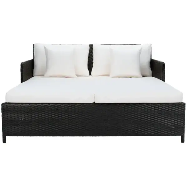 Overstock-SAFAVIEH Outdoor Taniyah Wicker Daybed with Pillow & Cushions - 53W x 28D x 62H