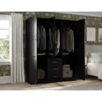 Overstock-Palace Imports 100% Solid Wood Cosmo 3-Door Wardrobe Armoire with Solid Wood or Mirrored Doors