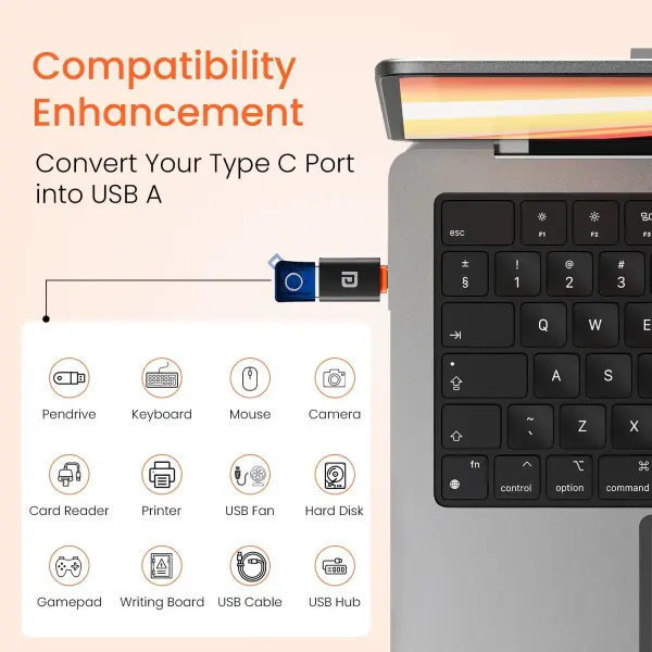 Portronics Bridge Y USB 3.0 to Type C OTG Adaptor, 10Gbps High Speed Data Transfer, Thunderbolt to USB Adapte