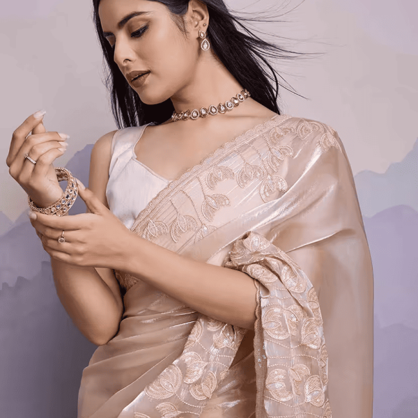 Sequin work embroidered saree with blouse