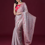 Floral printed bordered saree with blouse