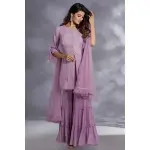 SEASONS-PINKISH PURPLE TIERED SHARARA SET