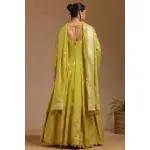 SEASONS-Mustard Georgette Zari Woven Gown With Zardosi