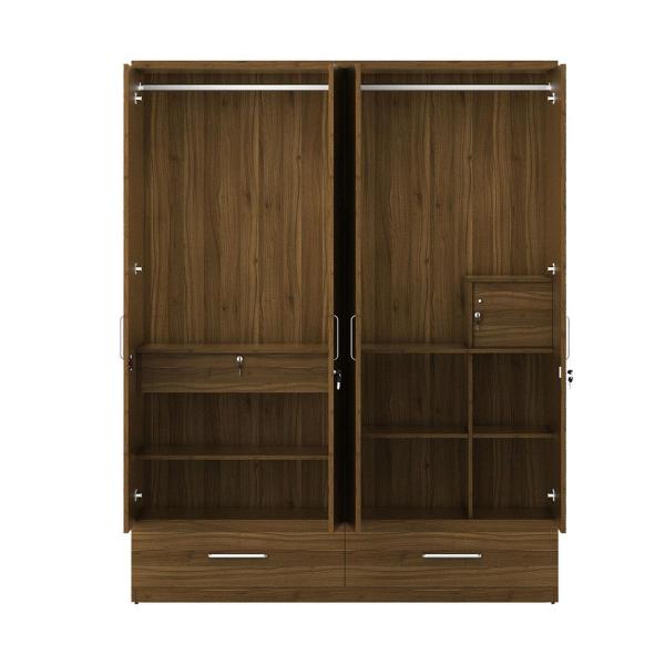 WoodenStreet-Kosmo Linden 4 Door Wardrobe with Mirror