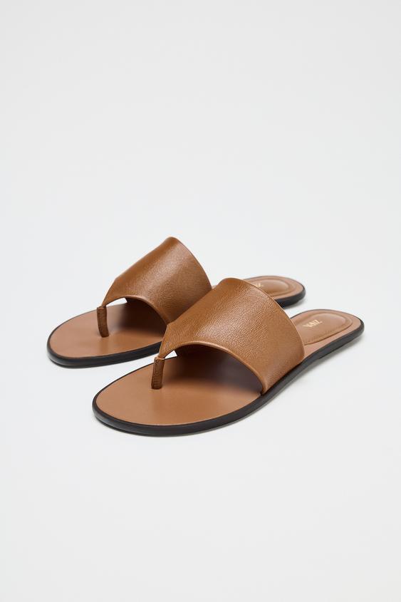 ZARA-FLAT LEATHER SANDALS